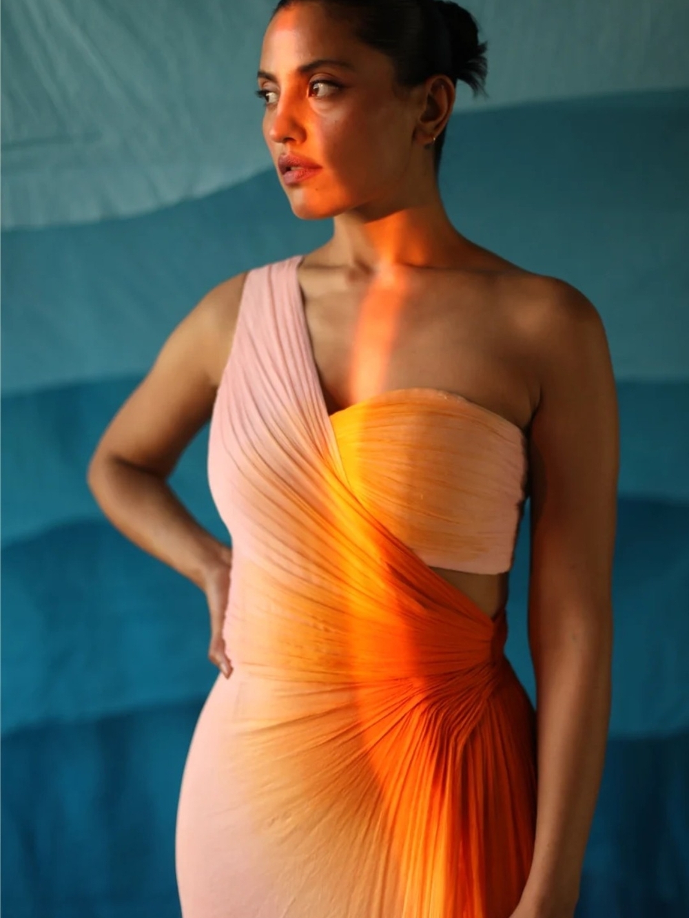 NwOT Swaan Plumeria Ombre Orange Floor-Length Gown Maxi Dress Size XL - Picture 4 of 10